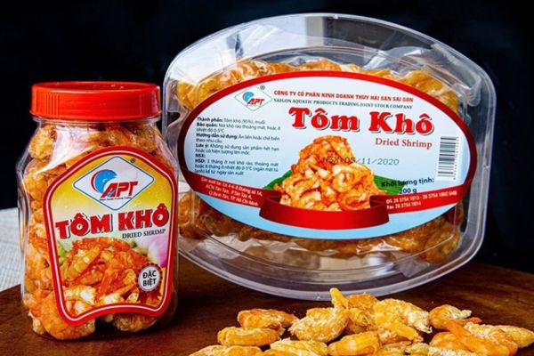 Tem nhãn tôm khô
